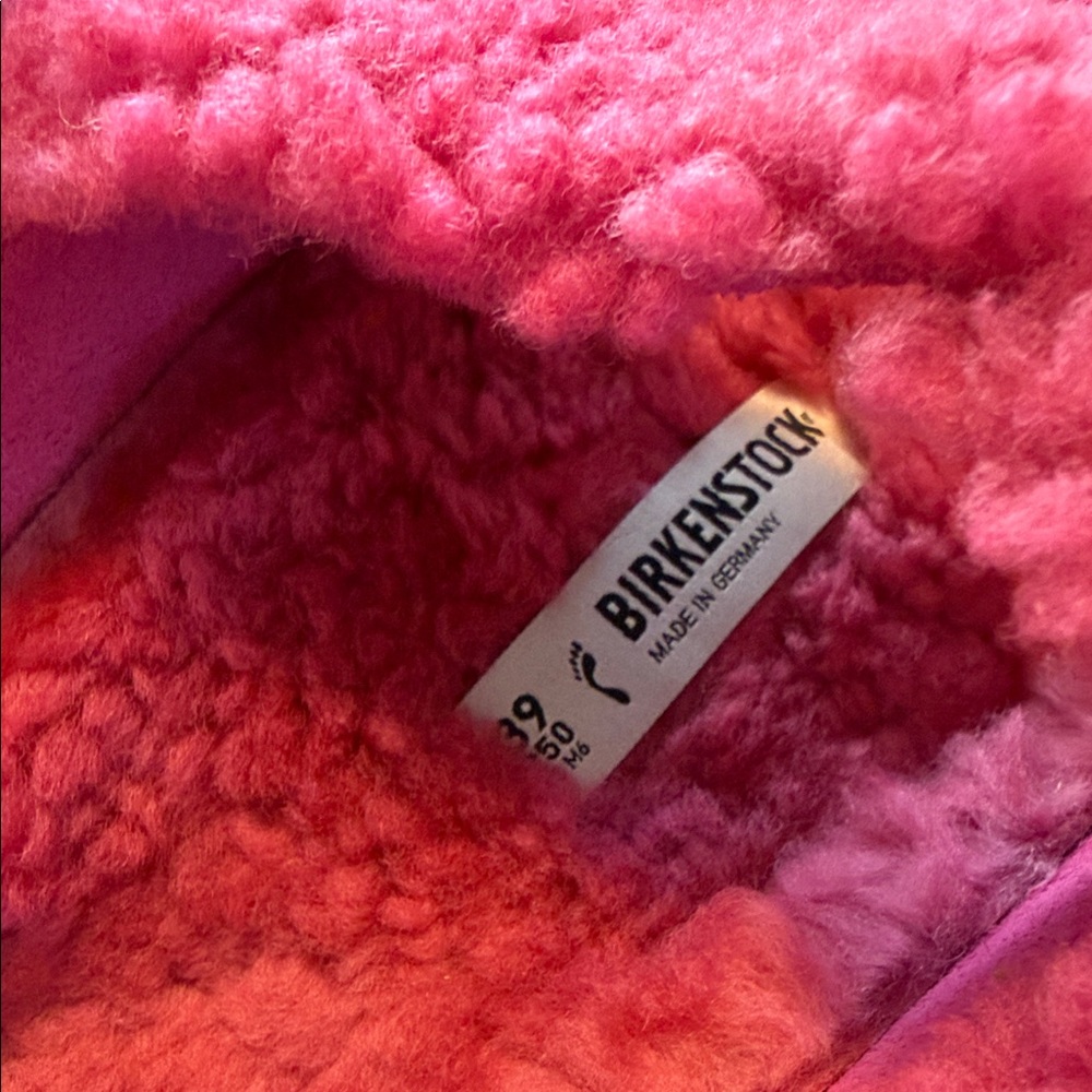 Birkenstock Women’s Pink Fuzzy Arizona Sandals - Picture 3 of 7